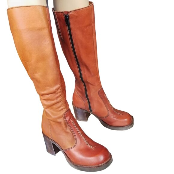70's y2k vtg platform knee high campus boots size 8.5 - Picture 8 of 16